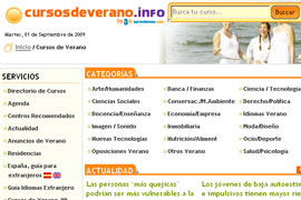 Diseño del portal de cursos de verano cursosdeverano.info