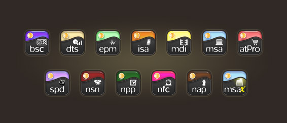 Muestra de los logotipos para las aplicaciones web de Nexium CS