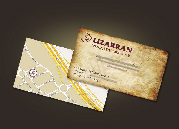 Muestra de las tarjetas de visita Lizarran