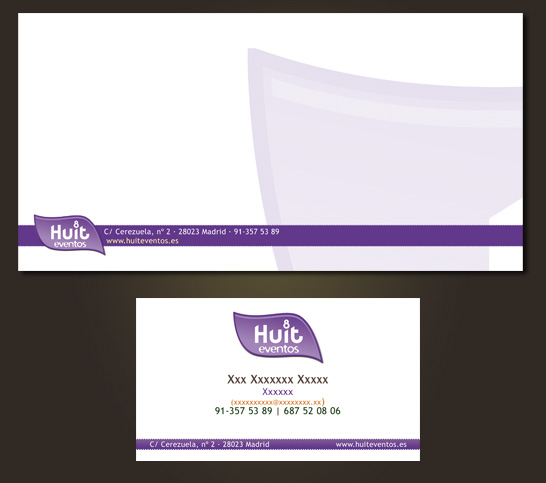Muestra de la imagen corporativa de Huit eventos